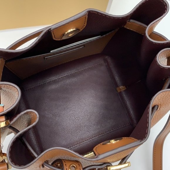 Michael Kors Emilia Small Bucket Bag Messenger Leather Luggage - Picture 15 of 15